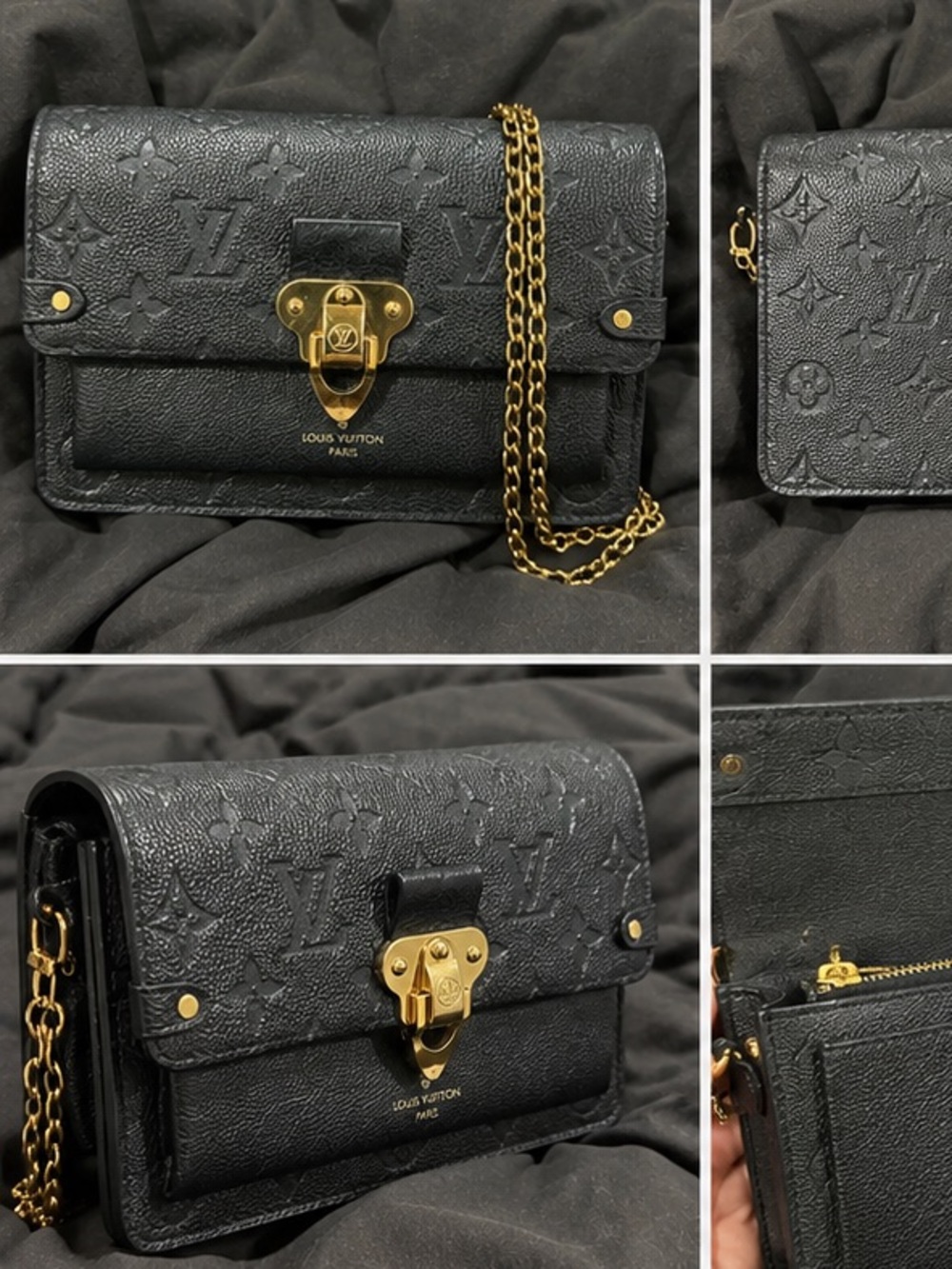 Louis Vuitton Black Embossed Monogram Chain Crossbody